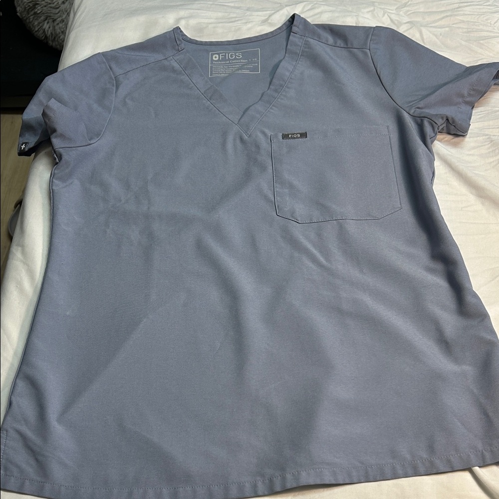 Figs Slate V-Neck Tee